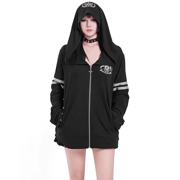 ビッグフードクラウンダブルライン刺繍ジップパーカー(ruf_02958)