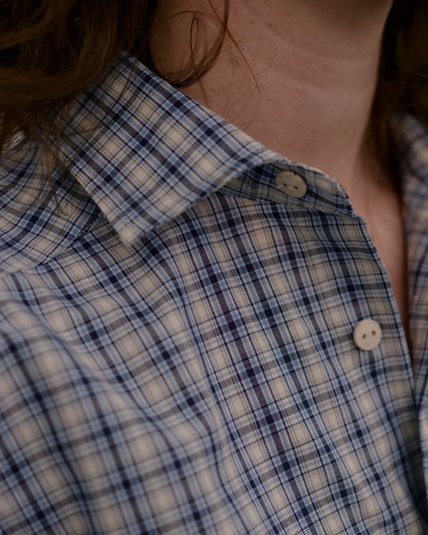Baserange (ベースレンジ) CLAUDE SHIRT (BLUE CHECK) | H