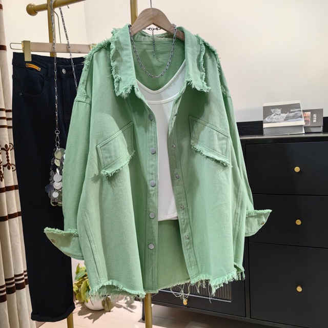 カッティングフリンジオーバーサイズシャツ 5col R00163