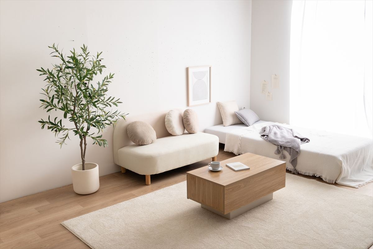 全3色】丸みがかわいい！クッション付き2人掛けコンパクトラウンド