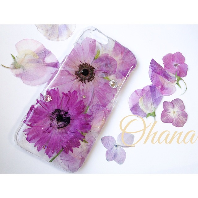 Iphone6用 アネモネとスイートピーの押し花iphoneケース Ohana Shop