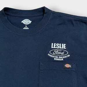 【Dickies】Ford 企業系 企業ロゴ 刺繍ロゴ ロンT 長袖 ポケットTシャツ ポケT ワンポイント LARGE ディッキーズ 車 レスリー フォード US古着