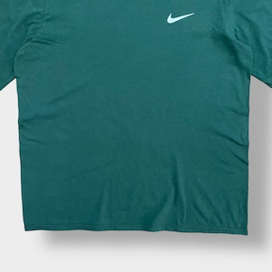 【NIKE】ワンポイントロゴ ロンT ロングTシャツ 長袖Tシャツ X-LARGE ビッグサイズ ナイキ スウッシュ ディープグリーン US古着