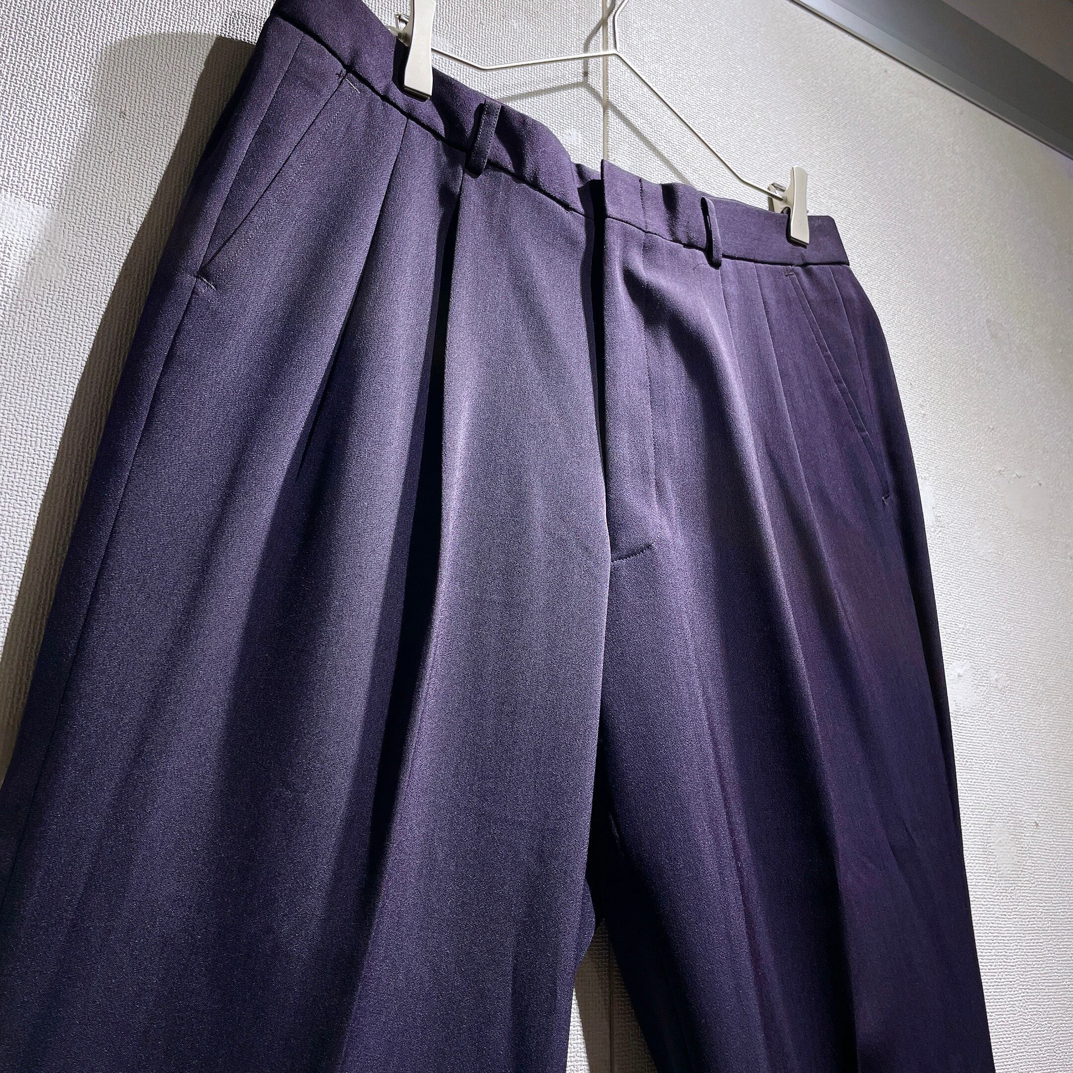 1990s Beautiful purple color vintage wide two tuck slacks pants