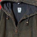 00s GAP コーデュロイハーフジップアノラックパーカー　 ブラウン　コーズ　ギャップ　XL