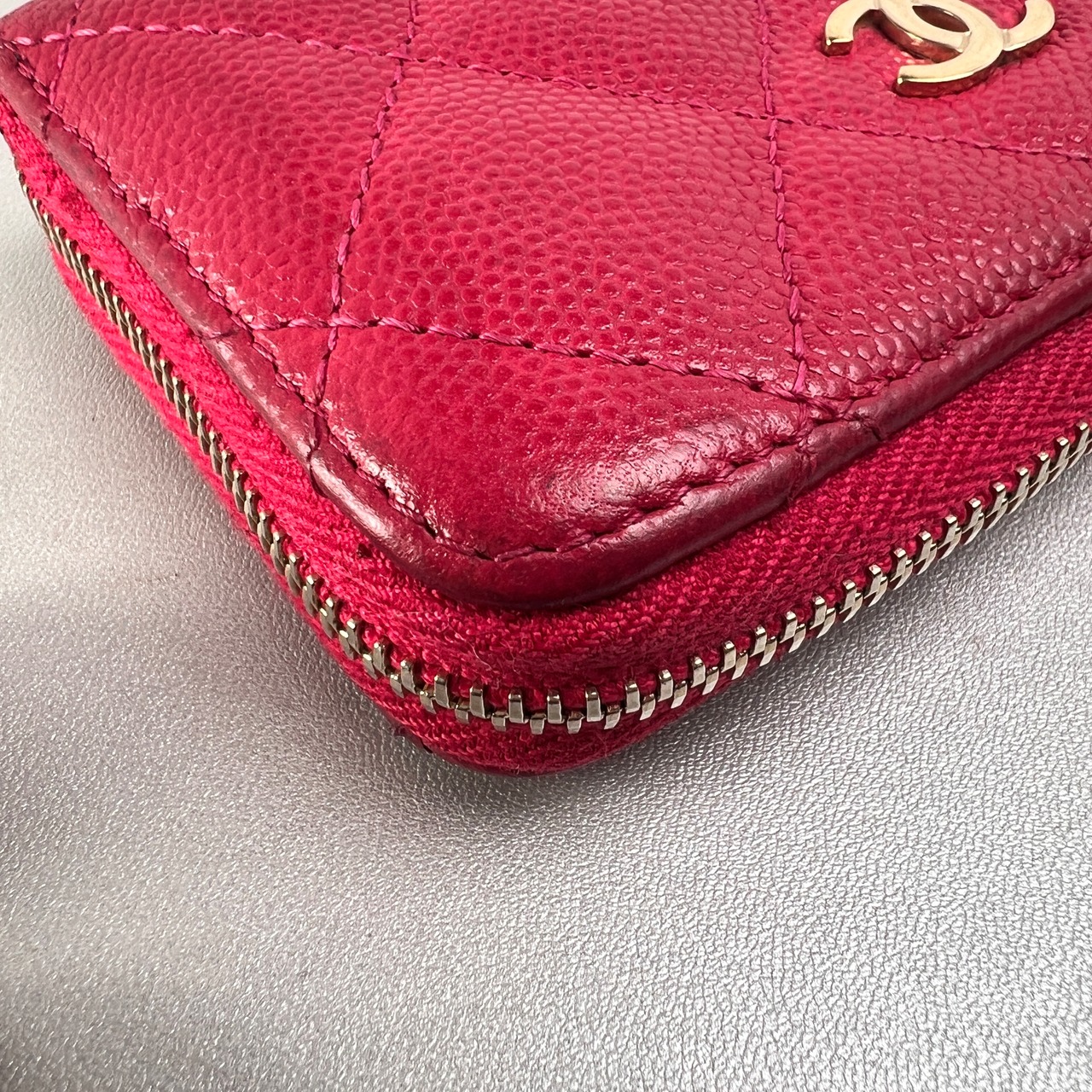 CHANEL シャネル マトラッセ ココマーク キャビアスキン 小銭入れ、コインケース ピンク A-13336