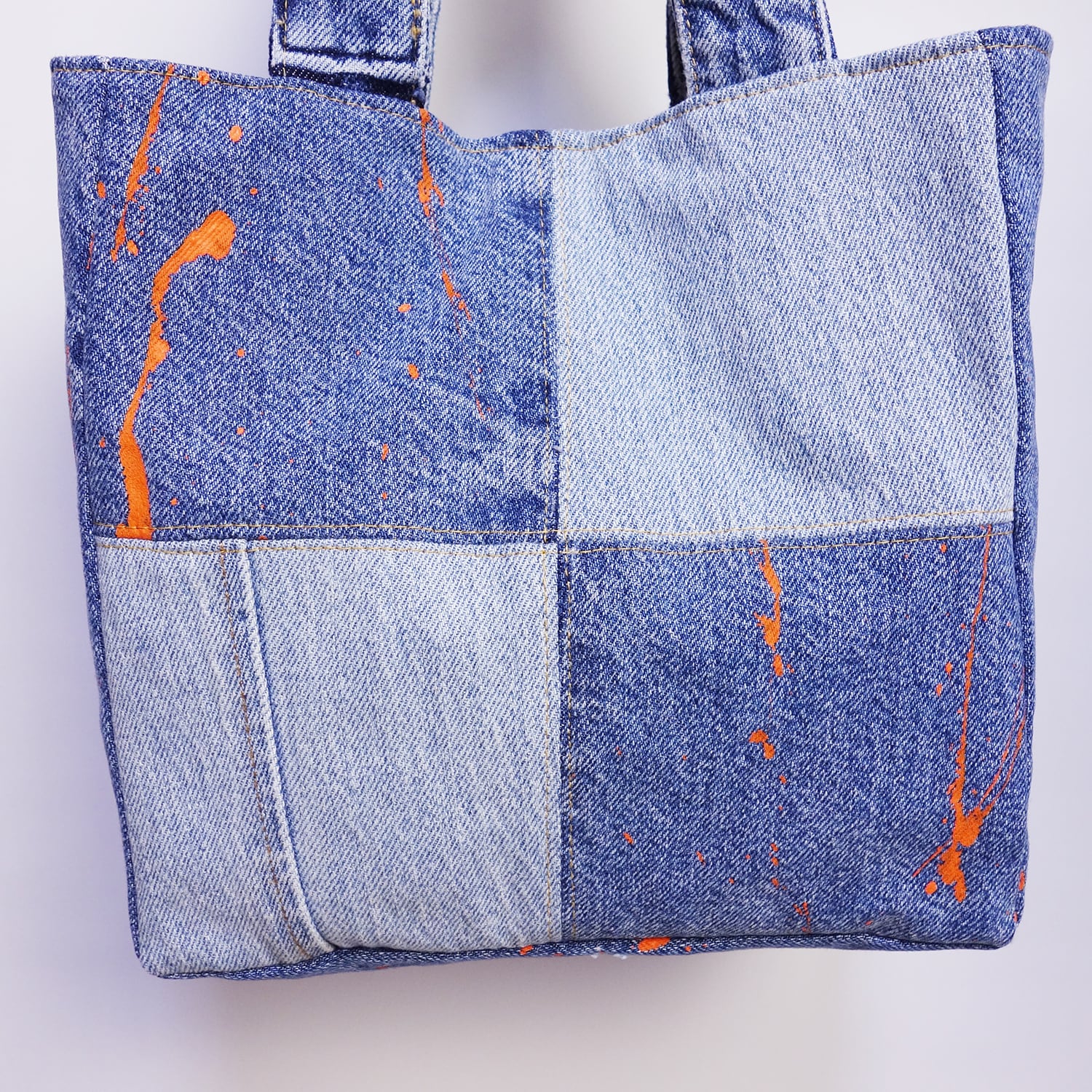 トートバッグ　ハンドメイド　デニムリメイク　ベージュ　ベルト付き【新品デニム】 №764【DENIM✖️サイドポケットToteBag⚮̈】デニムリメイクトート