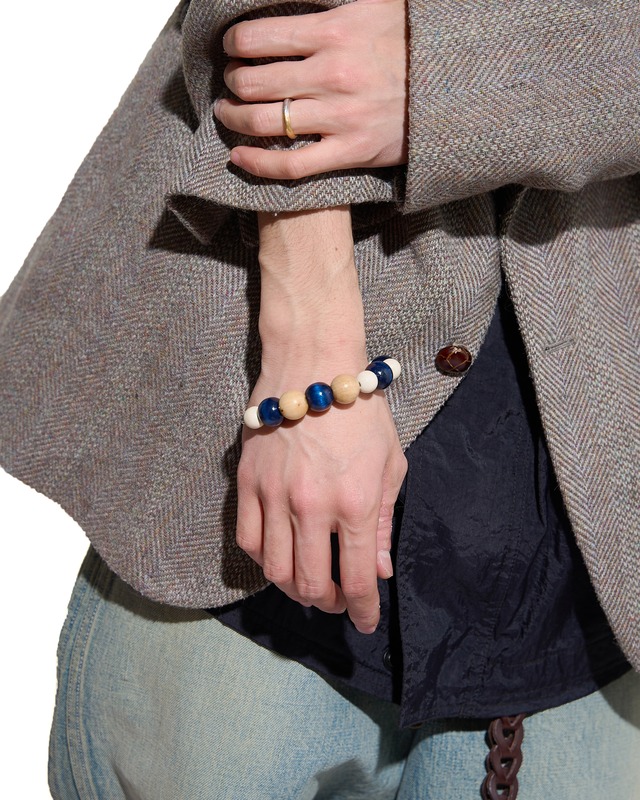 m's braque "METAL&WOODS BRACELET 〔NAVY/NATURAL〕"