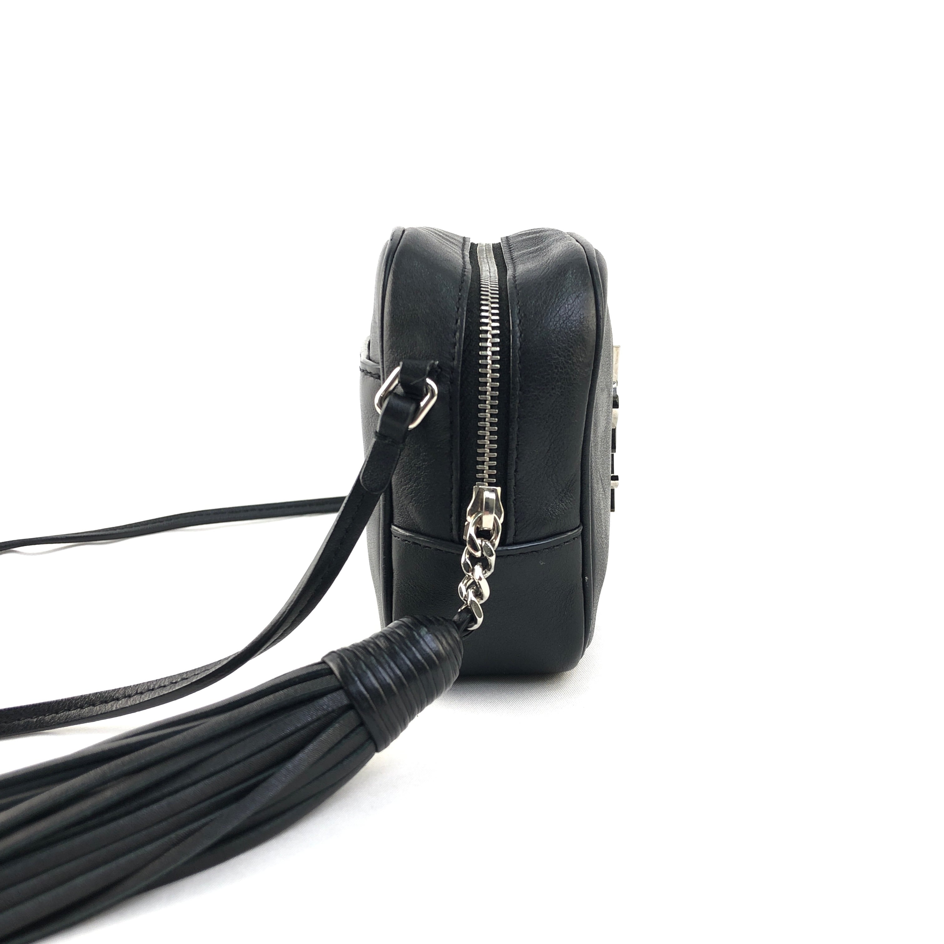 本物 サンローラン SAINT LAURENT モノグラム ブロガー タッセル ショルダーバッグ ポシェット レザー ブラック 425317 バッグ 中古・ SAINT LAURENT PARIS サン ローラン パリ イブサンローラン ブロガー