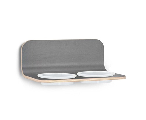 MiaCara Arco - Cat Feeder with Porcelain Bowls(Grey)