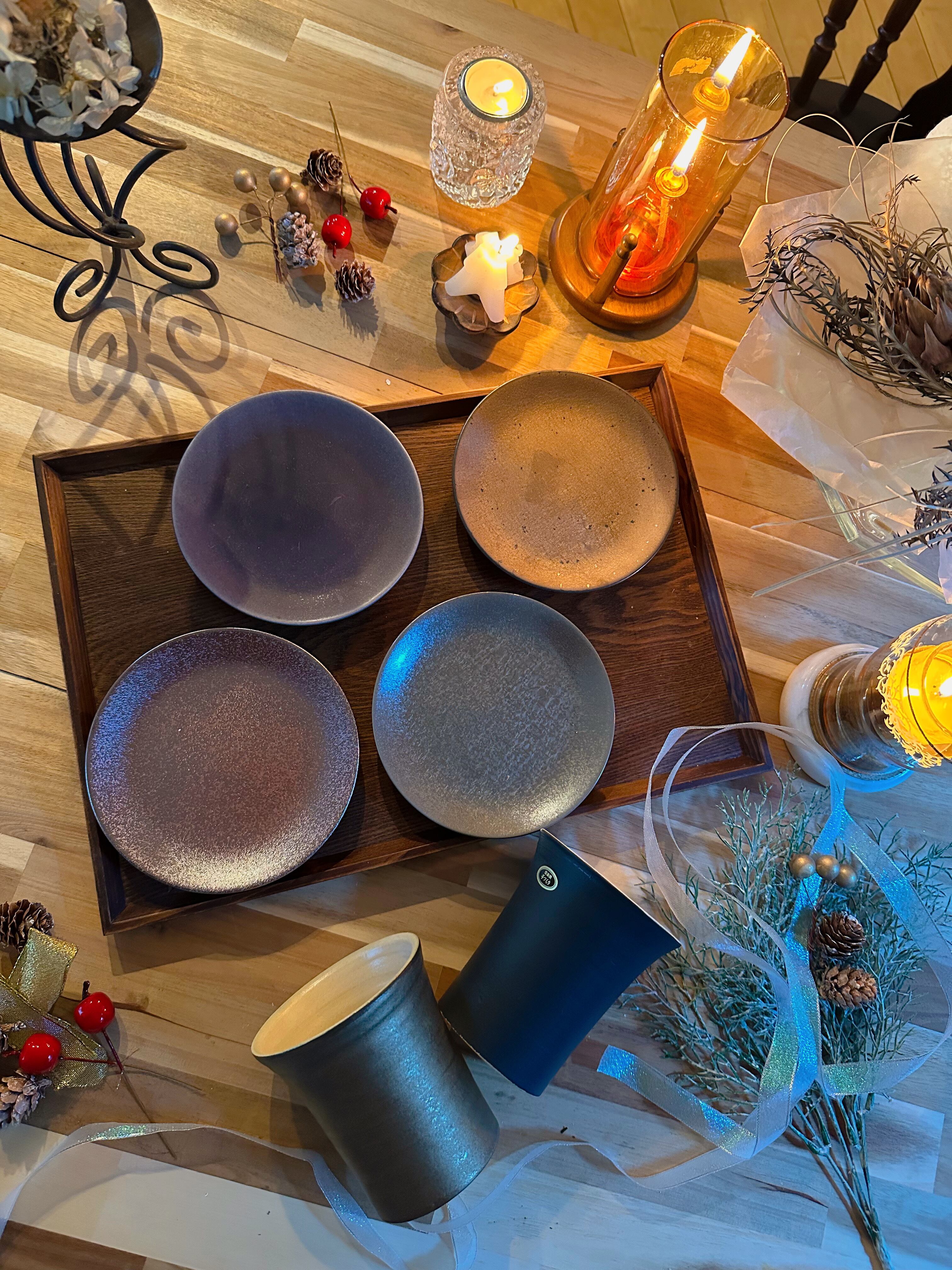 くすみカラーの14cmプレート 4種 | 陶器屋カフェつむぎ produced by