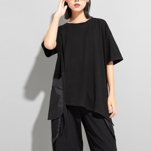 OVERSIZED SIDE POCKET SHORT SLEEVE T-SHIRT M-18196