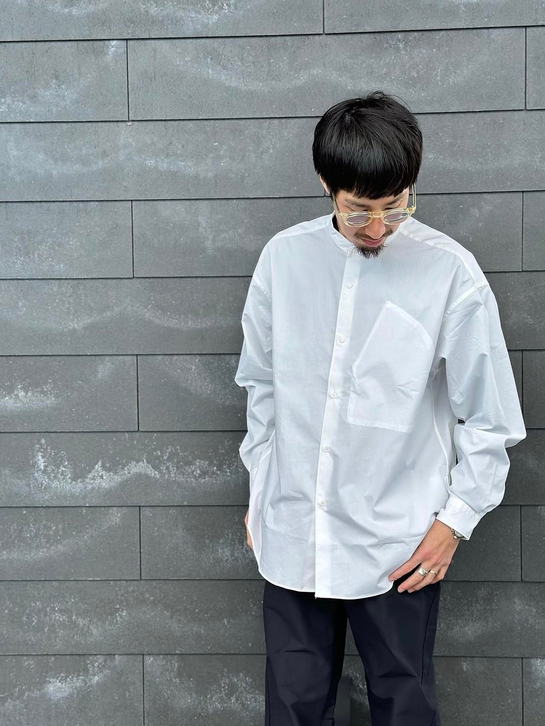 GOLDWIN【Oversized Band Collar Shirt】MN | LARGE LAB TOWN 