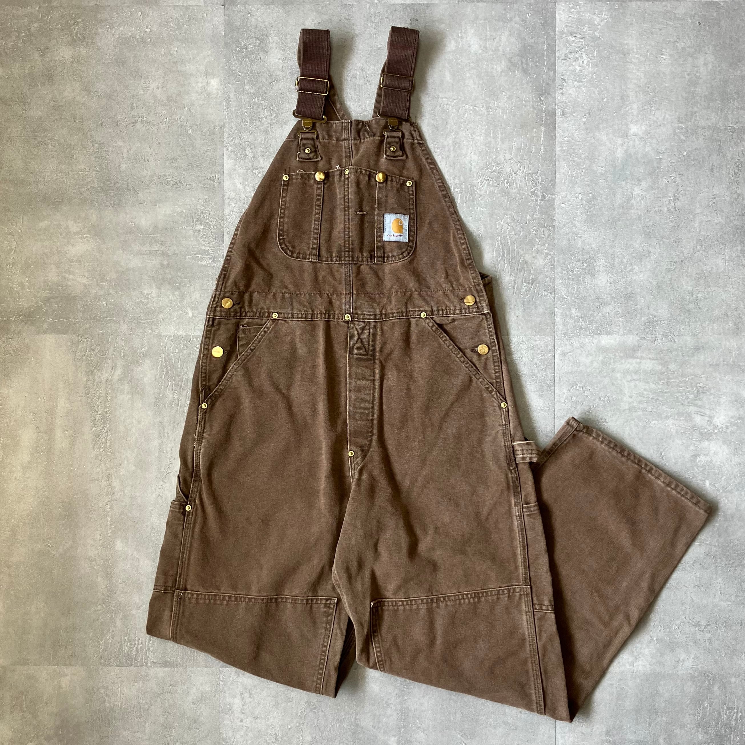 《実寸w32l29》Carhartt カーハート オーバーオール ダック ブラウン No.3349