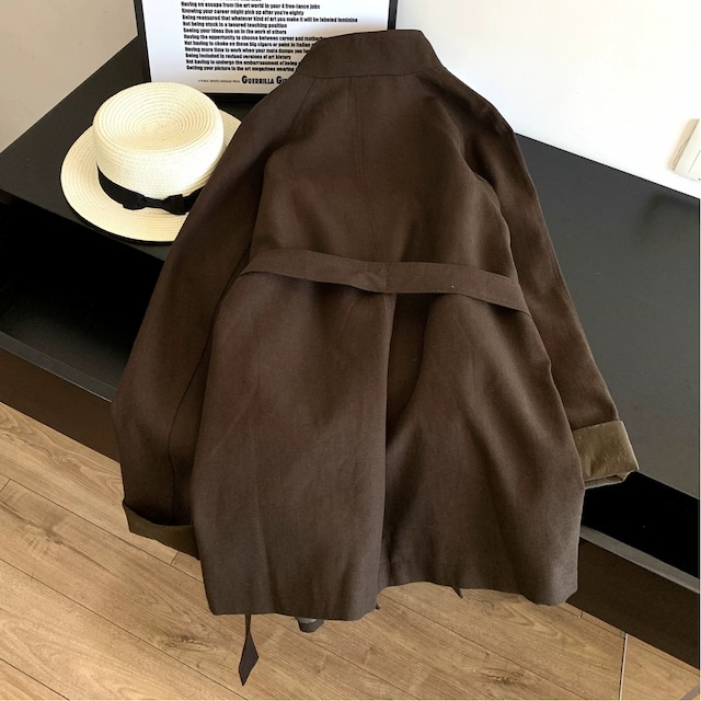 【シングルブレストベルト付きジャケットコート 】P02210