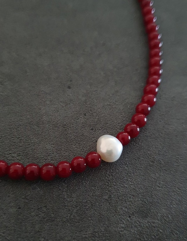 【24ss】Burgundy Pearl Necklace _onecolor