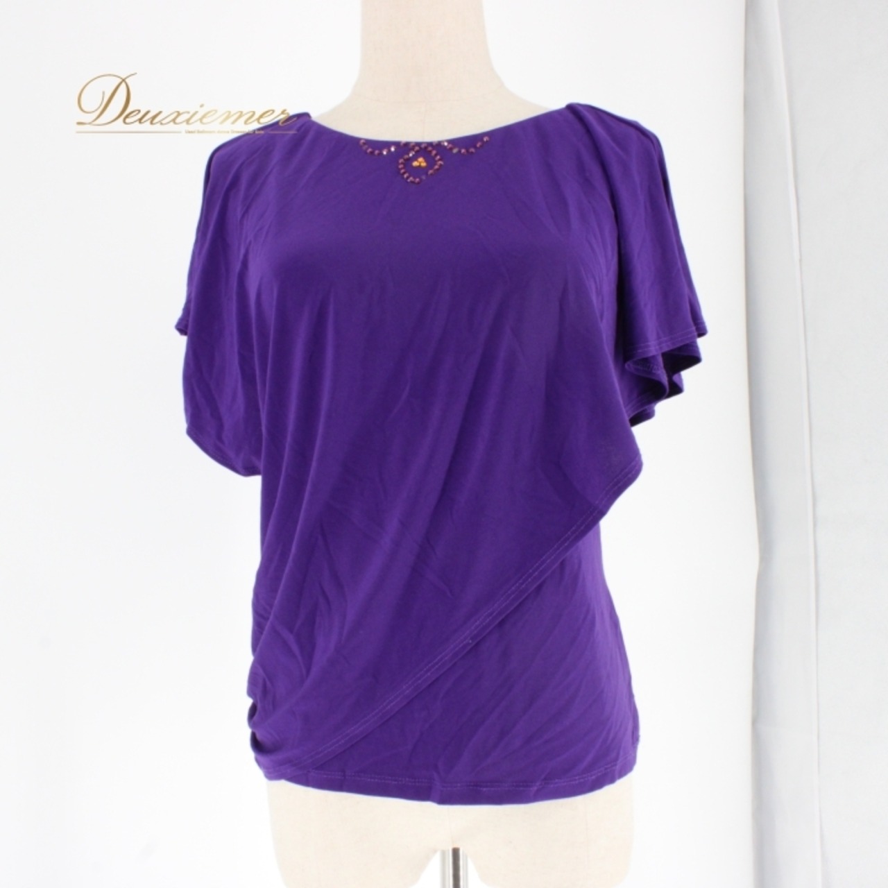 社交ダンス 衣装 スタンダード トップス レッスンウェア レディース 紫 Leirena レイリーナ パープル系 ラインストーン 練習着 フォーマル 伸縮性 体型カバー 大人の色香 バイオレット おしゃれ 春夏 秋冬 パーティー お出かけ ノースリーブ トップスコーデ カジュアル エレガント