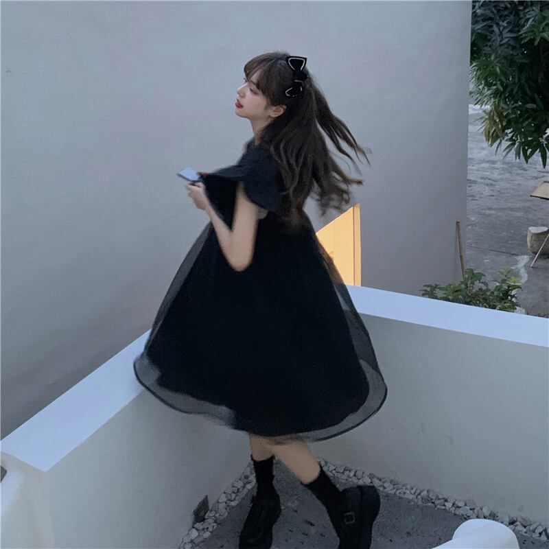 ダークスカート サマースタンダードメッシュドレス レトロ 大人ガーリー スウィート キュート カジュアル 夏物 萌量不足92987662021