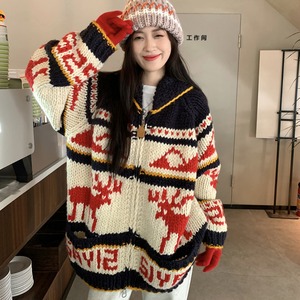 クリスマスジップニットカーディガン