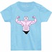 むきむきくまさん・ダブルバイセップス ヘビーウェイトベビーTシャツ(前面) Printstar 5.6oz ライトブルー