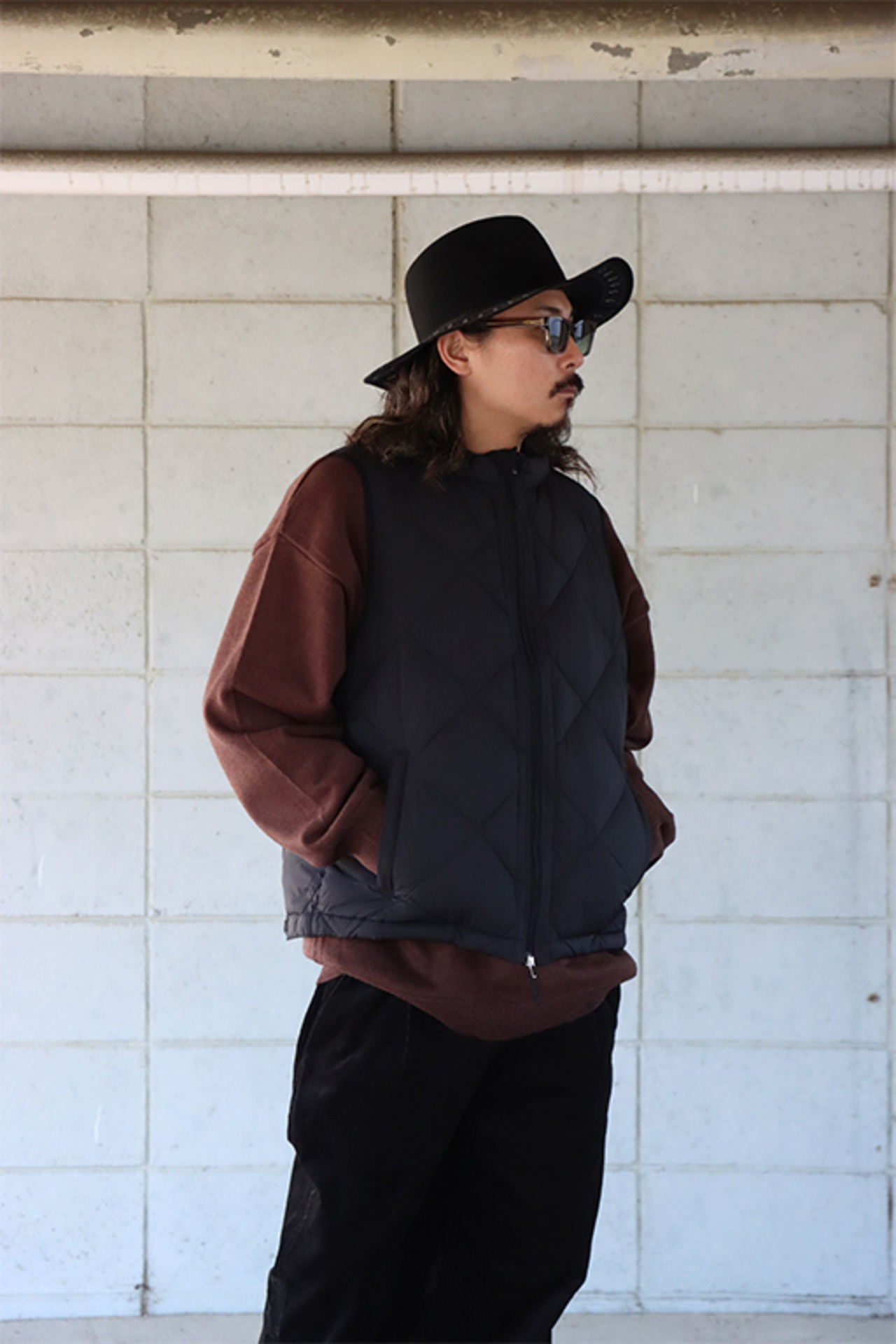 WAX(ワックス) "Puff Vest"(BLK)
