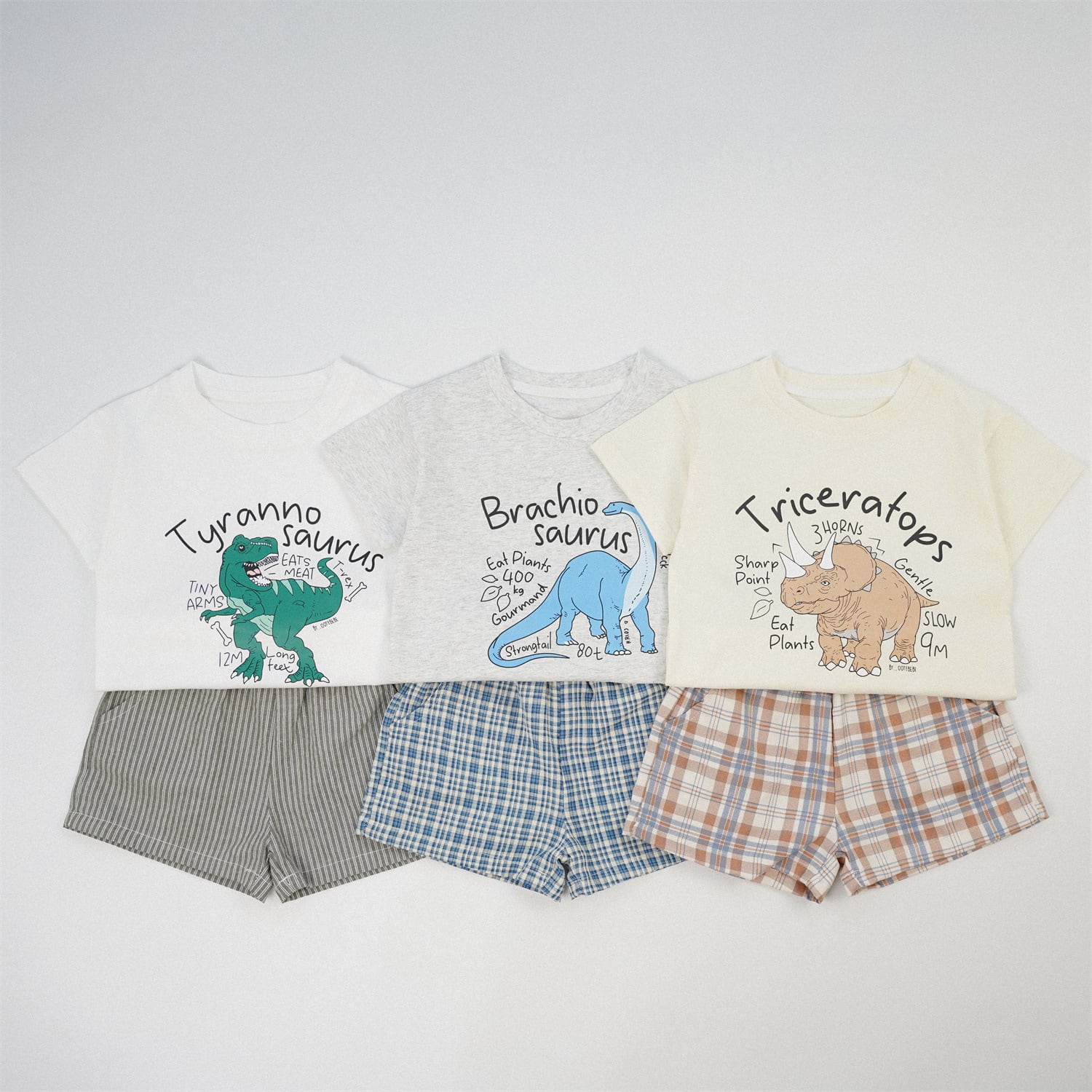 【BABY&KID】恐竜Tシャツ&チェックパンツ