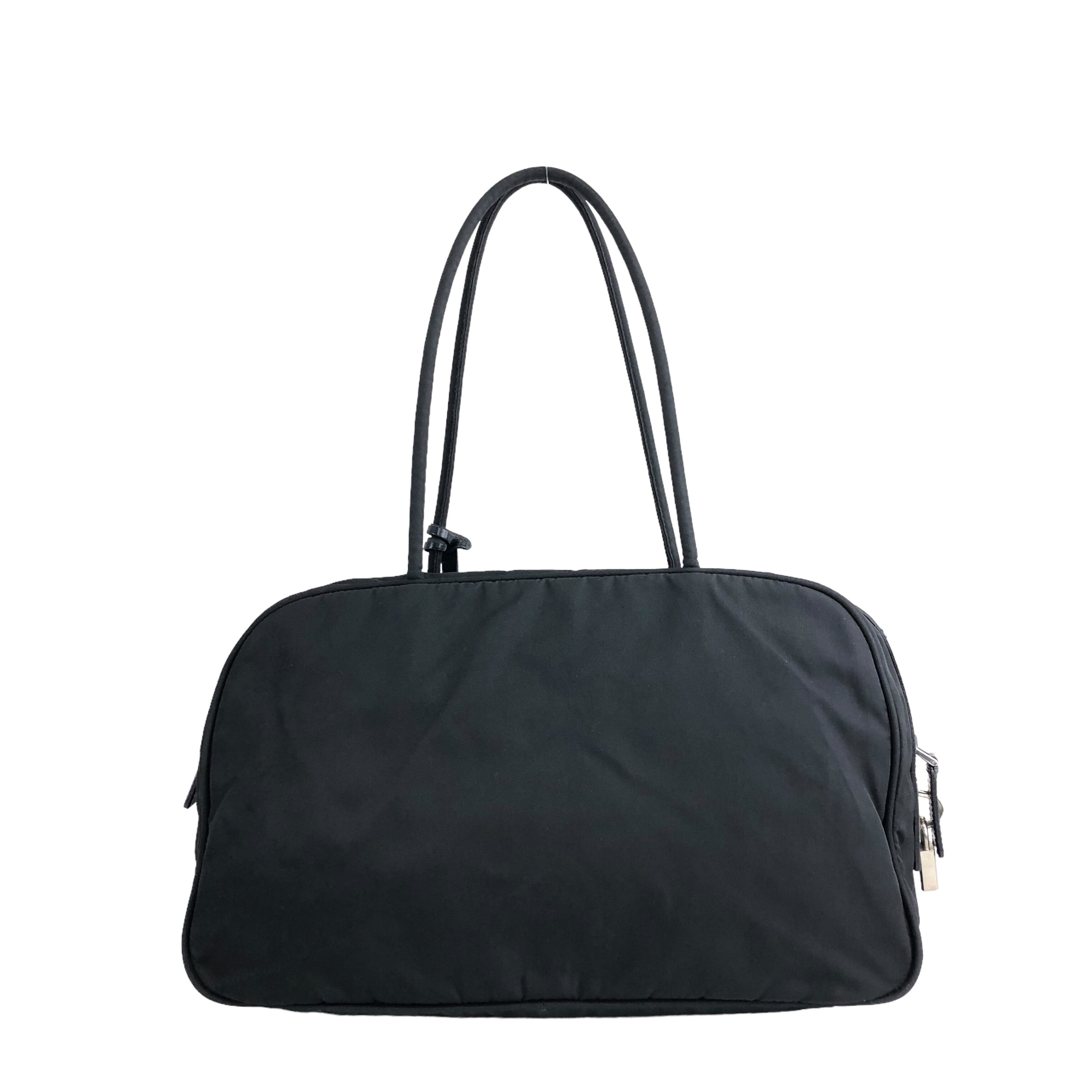 PRADA ボストンバッグ ショルダーバッグ トライアングルロゴ ナイロン 黒 PRADA プラダ ハンドバッグ ブラック トライアングルロゴ ナイロン