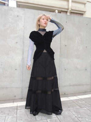 【25SS】FETICO フェティコ / LACE-PANELED MAXI SKIRT / レースパネルマキシスカート