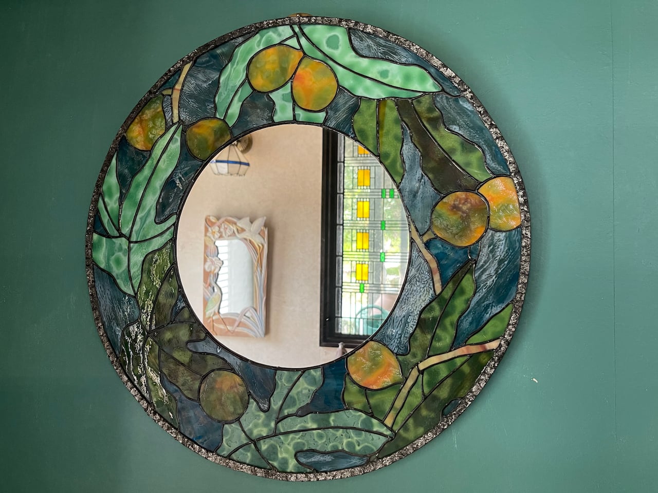 [新作・限定品]無花果（いちじく）大きめの壁掛けミラー（ステングラスのミラー）