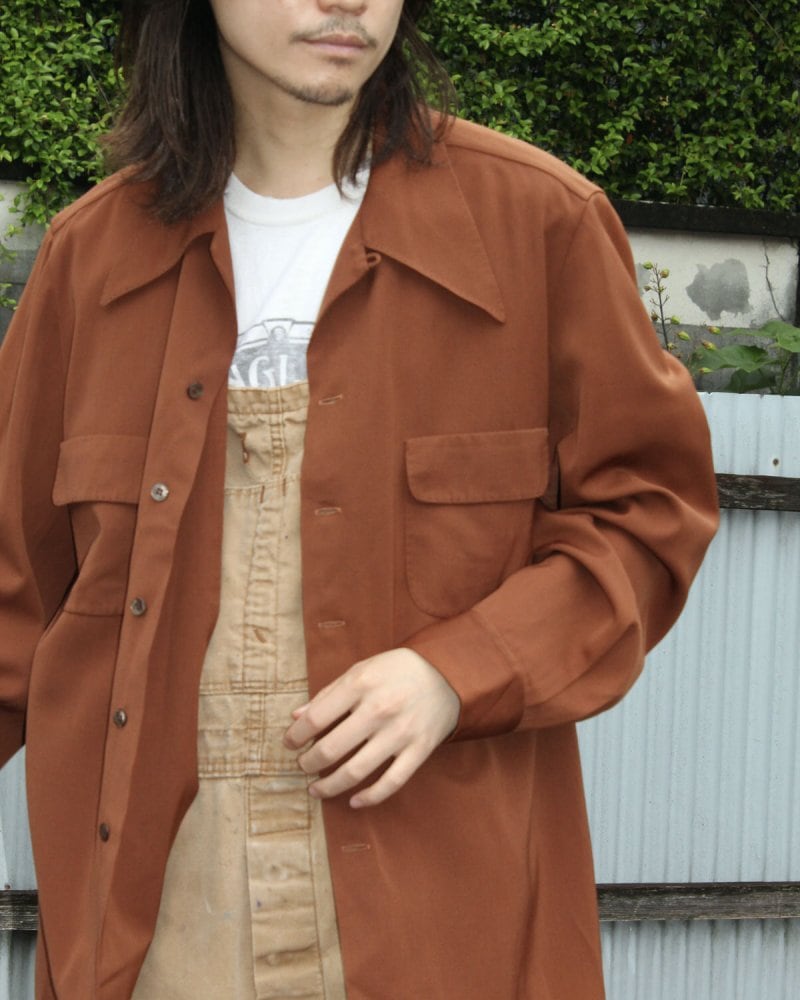 Vintage L/S Loop Collar Rayon Gabardine Shirt Jacket [Jackman