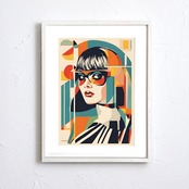 RETRO GIRL｜レトロポップな女性アートポスター｜懐かしさとモダンが調和するヴィンテージスタイルインテリアA2ポスター