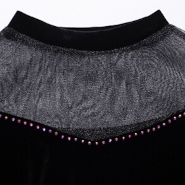 モックネック シースルー ベロア ダンストップス ds1110