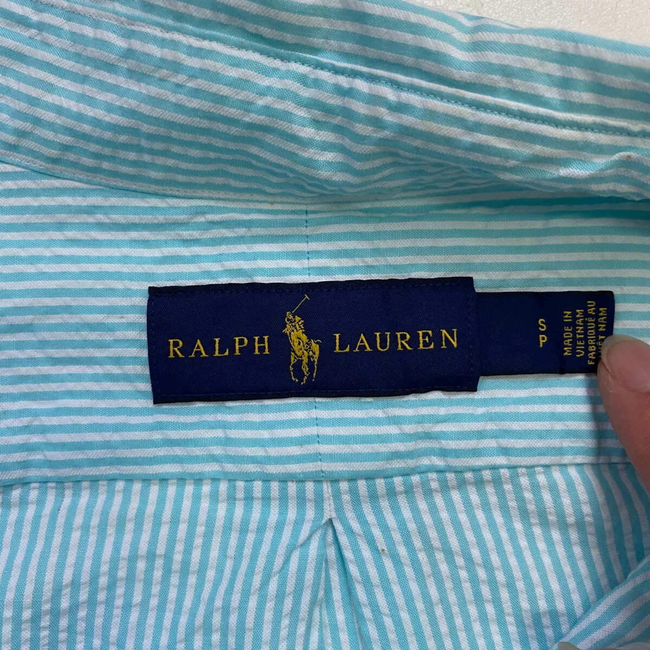 RALPH LAUREN ラルフローレン シアサッカー ストライプ 半袖ボタン 