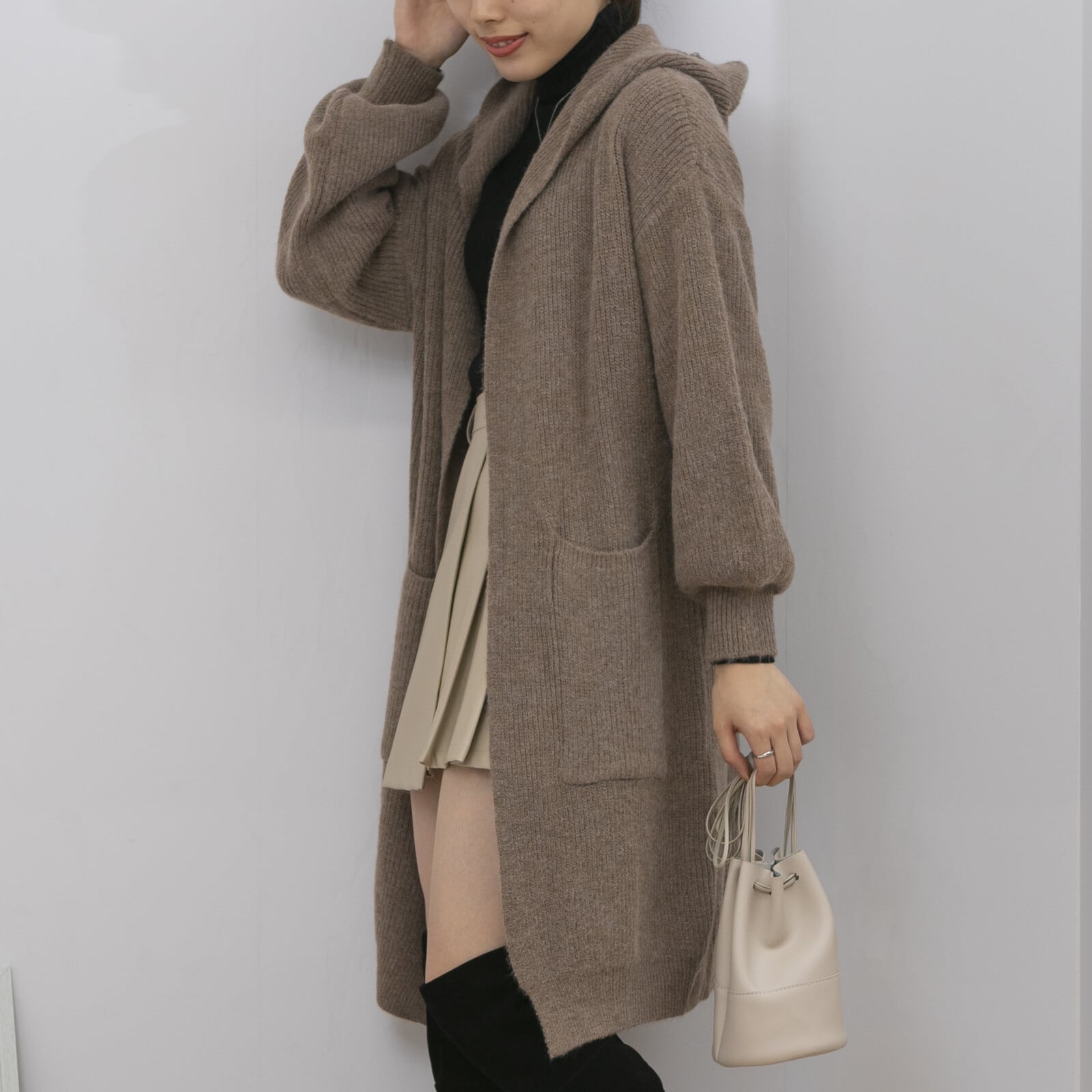 もっちり あったか フード付き ロングカーディガン | starcloset