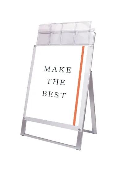 ポスター用スタンド看板パンフレットケース付 B2片面ホワイト(屋外用)