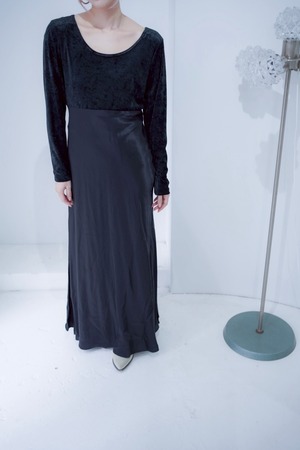 black velours switching dress