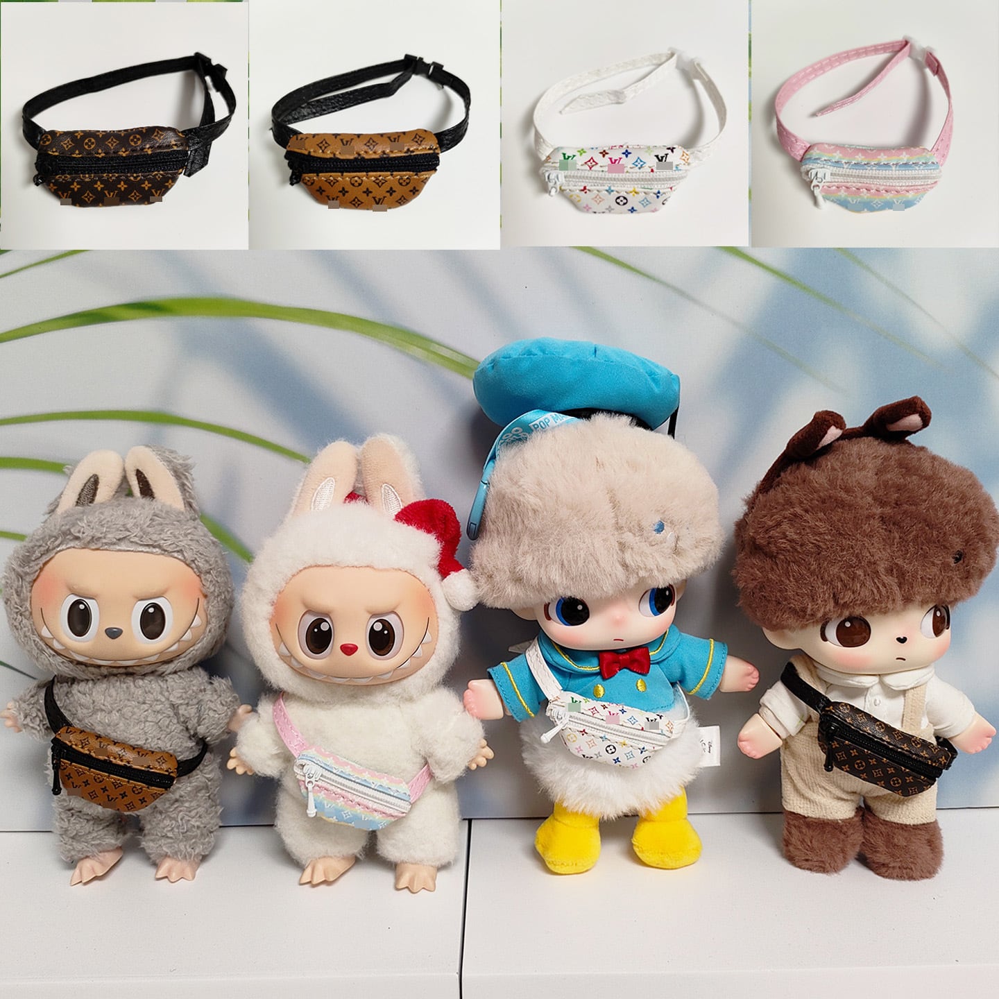 17cm ドール ウエストポーチ/ショルダーバッグ Labubu 1/2/3世代対応 DIMOO WORLD 対応 人形 腰ポーチ ミニポーチ