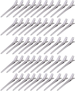 【努力特価】BetterJonny ダッカール ヘアクリップ プロ用 50本セット ワニ口クリップ 前髪 散髪 クリップ 美容業界 髪留め ヘアピン ワニクリップ ステンレス 前髪クリップ 9cm (シルバー)…