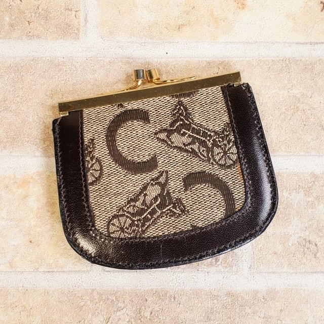 セリーヌ CELINE ☆ ヴィンテージ レザーコンビ がま口 小銭入れ セリーヌ CELINE ☆ ヴィンテージ レザーコンビ がま口 小銭入れ