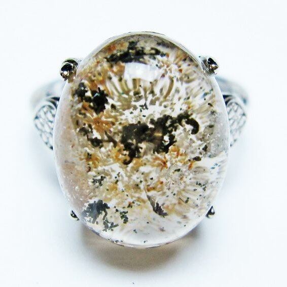 ガーデンクォーツ 指輪 ガーデン水晶 リング フリーサイズ 14号 一点物 メール便可 [M便 1/20] 115-7004