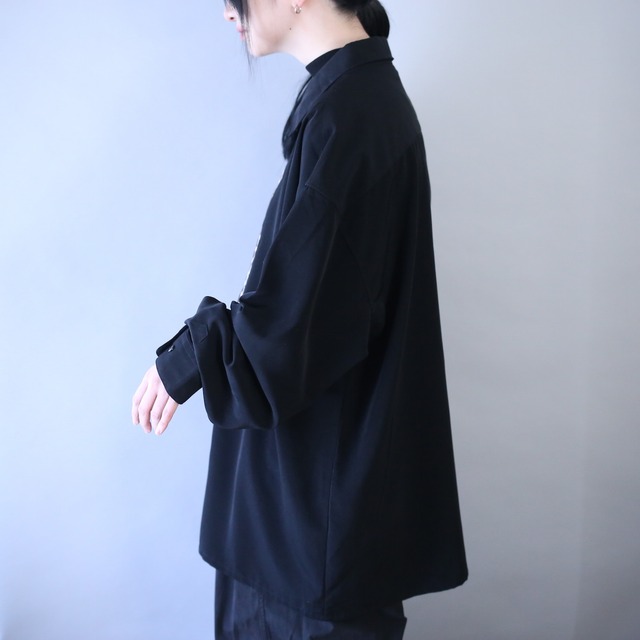 "刺繍 " XXL over silhouette fry-front minimal mode shirt
