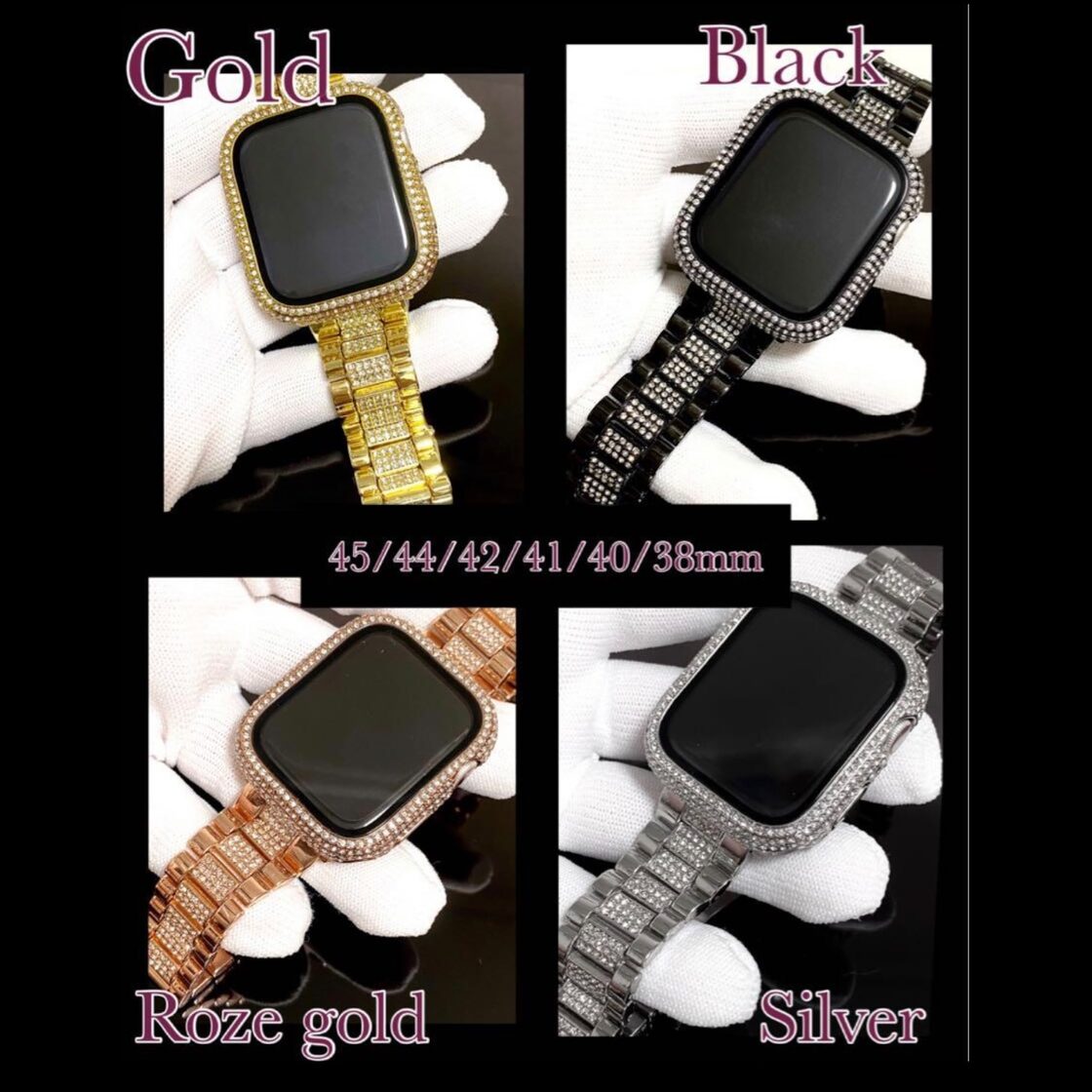 シルバー ライム applewatchバンド ステンレス カバー キラキラ ラバー  