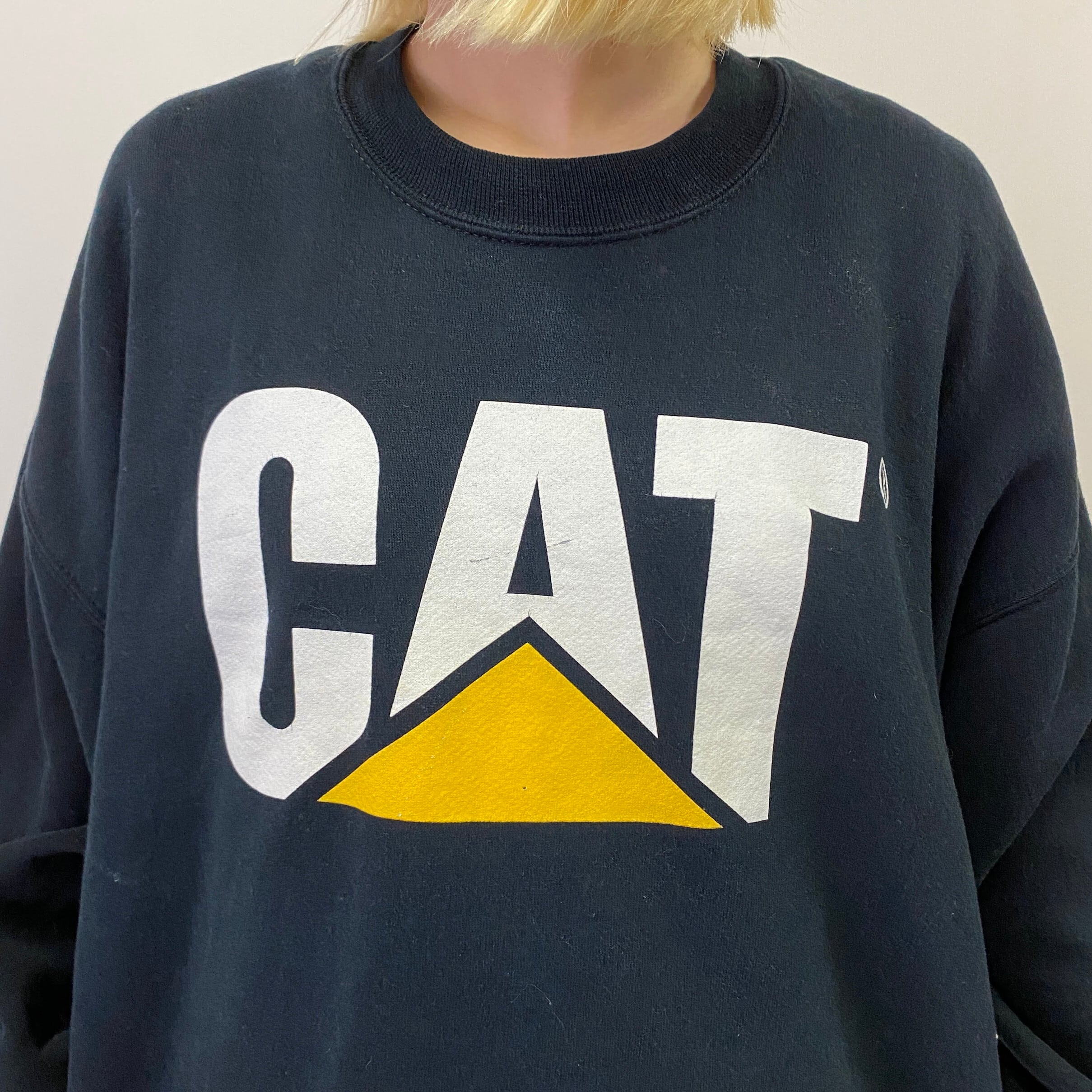 80〜90s USA製 CAT スウェット パーカー M 黒 キャタピラー