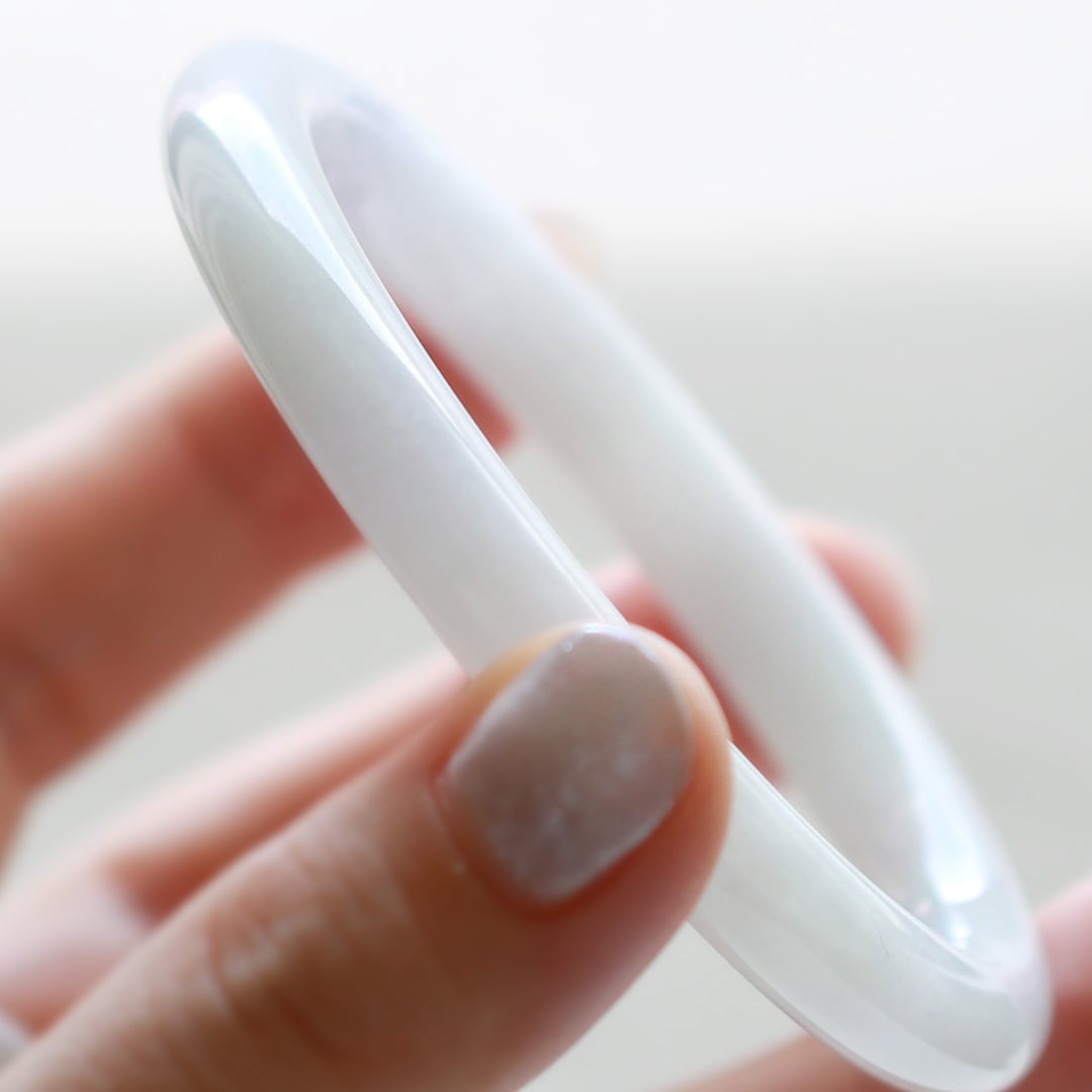 内径 約56.8mm 】貴重なラベンダー翡翠バングル！A貨翡翠 jd_bg1288