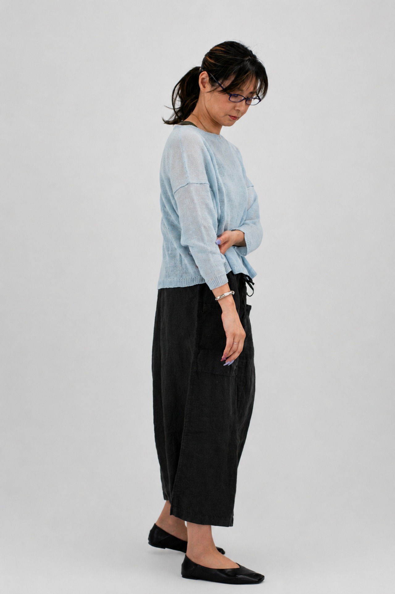 HTS(エイチティーエス)LINEN PLAIN OVERDYE EASY SKIRT リネン製品染め イージースカート