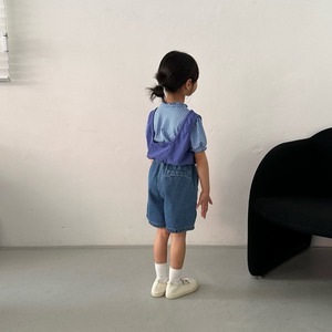 【middle name】ビッグポケットデニムショーパン 90〜120cm ブルー【240430】
