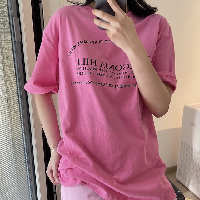 <3カラー>トップス カットソー Tシャツ プリント シンプル 半袖 ラウンドネック プルオーバー カジュアル オーバーサイズ ラフ ゆったり