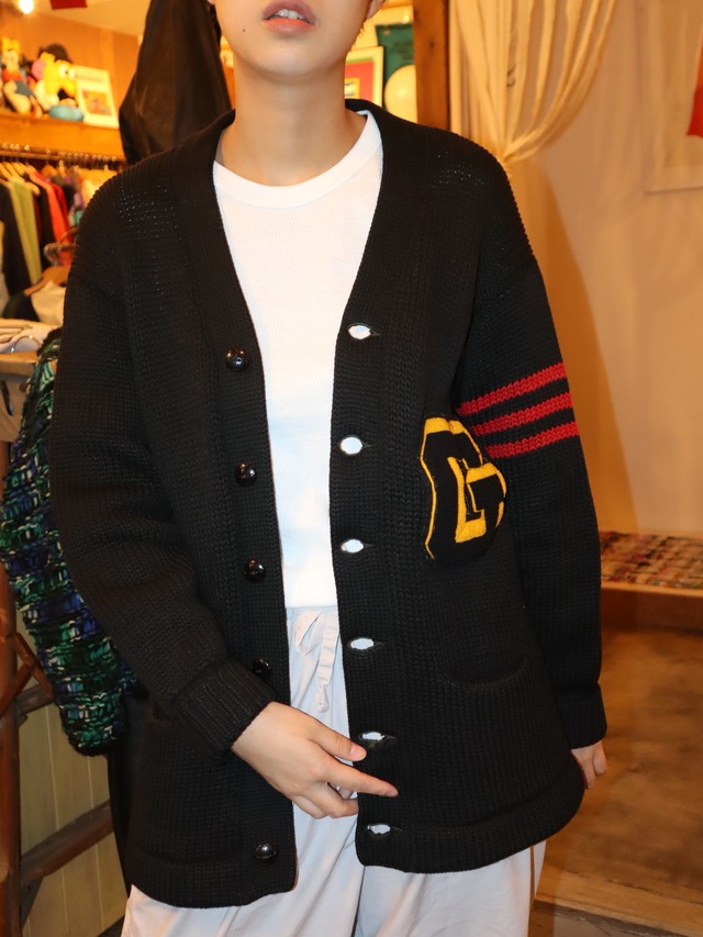 Lettered knit cardigan 【5795】