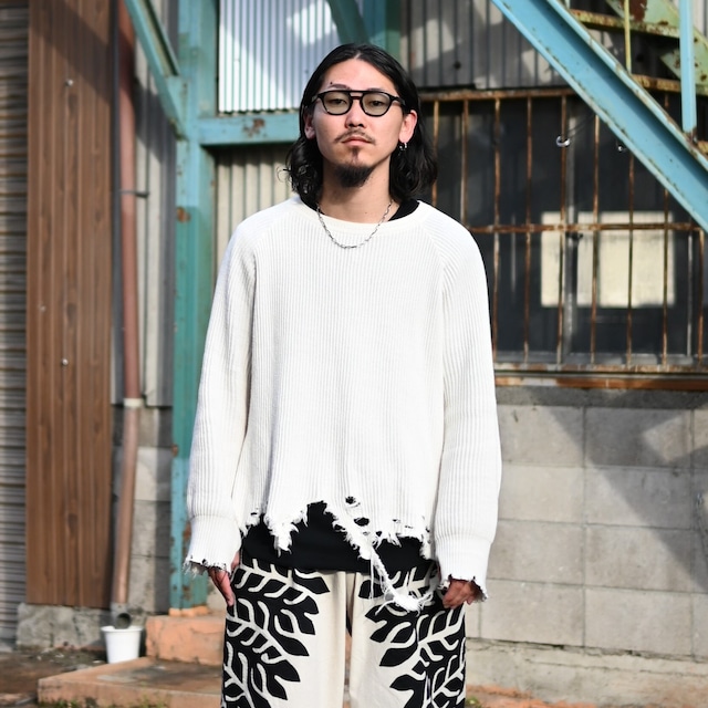 Leh / GANKO別注×damage waffle L/S sweater Leh / GANKO別注×damage waffle L/S sweater