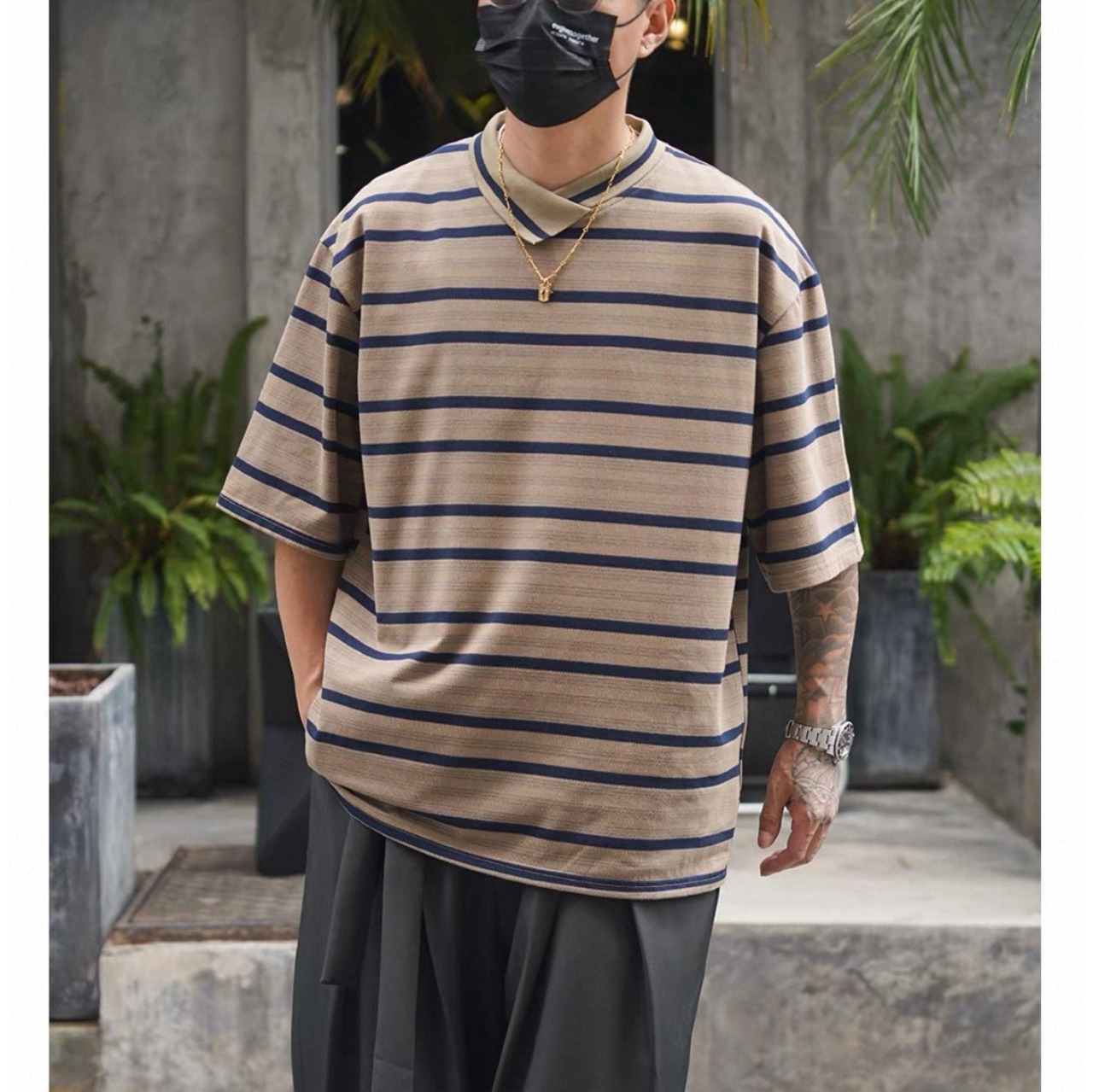 Layered look striped tee 1490 - 7